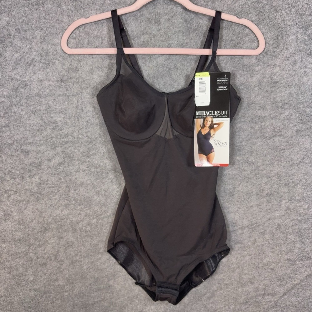 Miraclesuit Body Briefer Womens‎ 36B Black Sheer Panels Extra Firm Control NWT